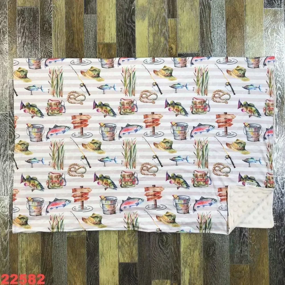 Gone‎ Fishing Minky Blanket